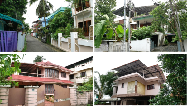 houses in a neighbourhood in kochi, india