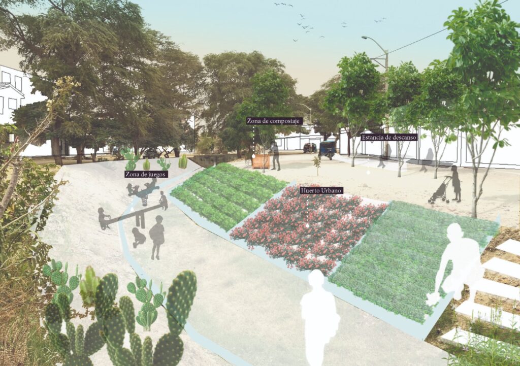 the image shows an architec design for a park.